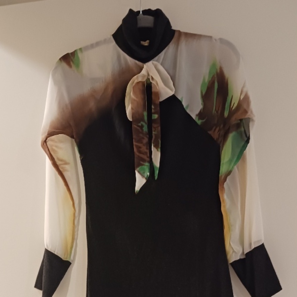 ROBERTO CAVALLI KNIT DRESS WITH ORGANZA SLEEVES SIZE IT 38